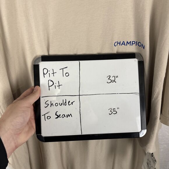 Champion Comfort Wash T-shirt Rewriting The Playbook Size 4XB Beige Blue NWT - Picture 7 of 7
